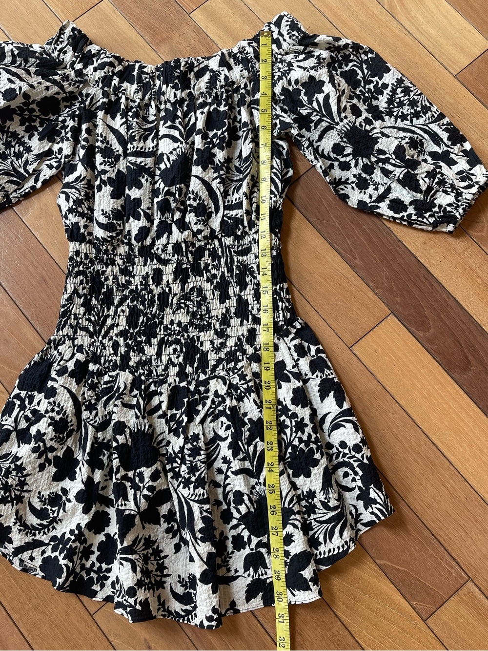 MISA Los Angeles Marta Flora Negra Floral Smocked Off Shoulder Mini Dress XS - Picture 10 of 14